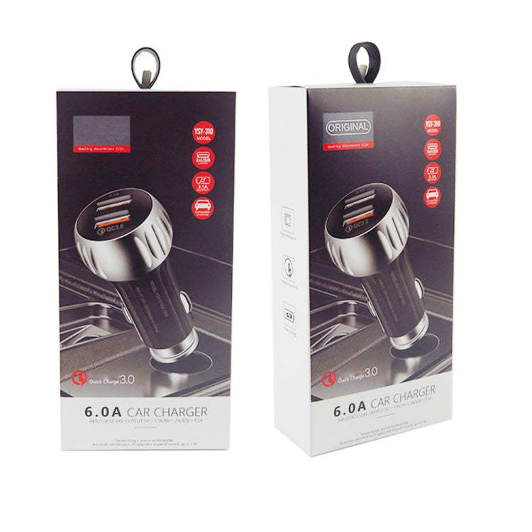 YSY-310QC18W QC3.0 Dual Port USB Car Charger + 3A USB to Micro USB Data Cable, Cable Length: 1m(Black)
