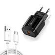 LZ-023 18W QC 3.0 USB Portable Travel Charger + 3A USB to Micro USB Data Cable, EU Plug(Black) - free shipping - PMC TechLife - Order now!