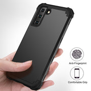 For Samsung Galaxy S21  5G PC+ Silicone Three-piece Anti-drop Mobile Phone Protective Back Cover(Black)