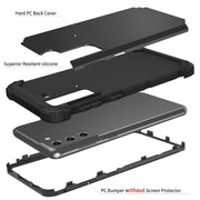 For Samsung Galaxy S21  5G PC+ Silicone Three-piece Anti-drop Mobile Phone Protective Back Cover(Black)