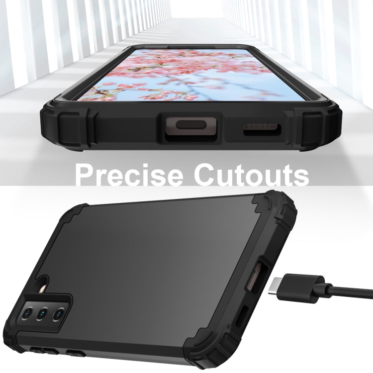 For Samsung Galaxy S21  5G PC+ Silicone Three-piece Anti-drop Mobile Phone Protective Back Cover(Black)