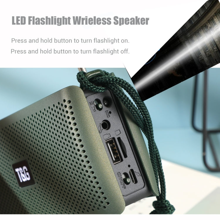 T&G TG282 Portable Bluetooth Speakers with Flashlight, Support TF Card / FM / 3.5mm AUX / U Disk / Hands-free Call(Green)