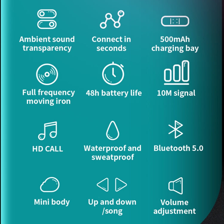 T25 Over-ear Bluetooth 5.0 Single-ear Invisible Wireless Earphone High Definition Call Super Long Standby Bone Conduction Earphone(Gray)
