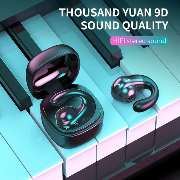 T25 Over-ear Bluetooth 5.0 Single-ear Invisible Wireless Earphone High Definition Call Super Long Standby Bone Conduction Earphone(Gray)