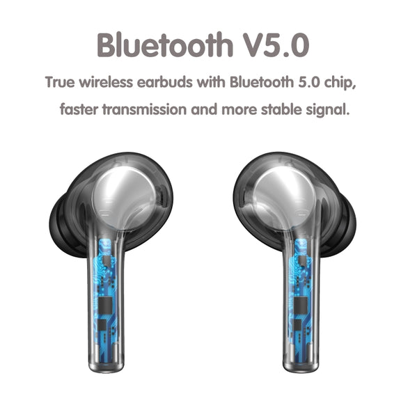 JM13 TWS Earphone Bluetooth 5.0 Touch Control Stereo Bass Sport Wireless Earphone With Mic(Black)