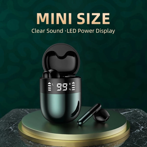 J28 TWS Wireless Bluetooth Earphones LED Digital Display HIFI Music Sport Earphone(Green)
