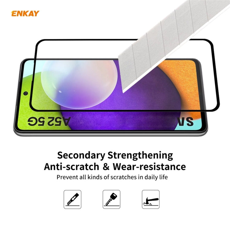 For Samsung Galaxy A52 5G / 4G ENKAY Hat-Prince Full Glue 0.26mm 9H 2.5D Tempered Glass Full Coverage Film