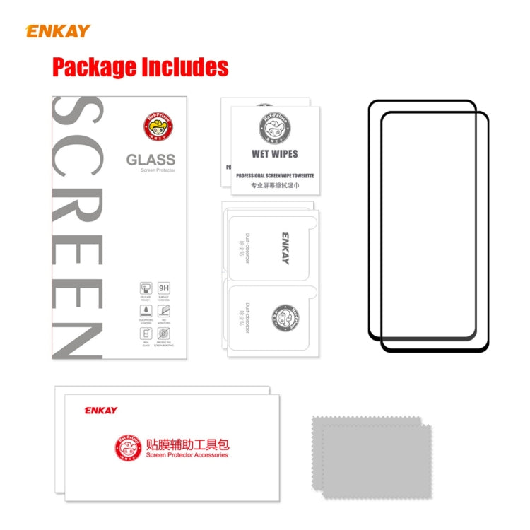 For Samsung Galaxy A72 5G 2pcs ENKAY Hat-Prince Full Glue 0.26mm 9H 2.5D Tempered Glass Full Coverage Film