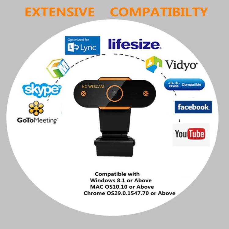 312 1080P HD USB 2.0 PC Desktop Camera Webcam with Mic, Cable Length: about 1.3m, Configuration:Anti-peep