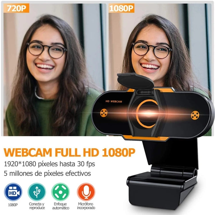 312 1080P HD USB 2.0 PC Desktop Camera Webcam with Mic, Cable Length: about 1.3m, Configuration:Anti-peep