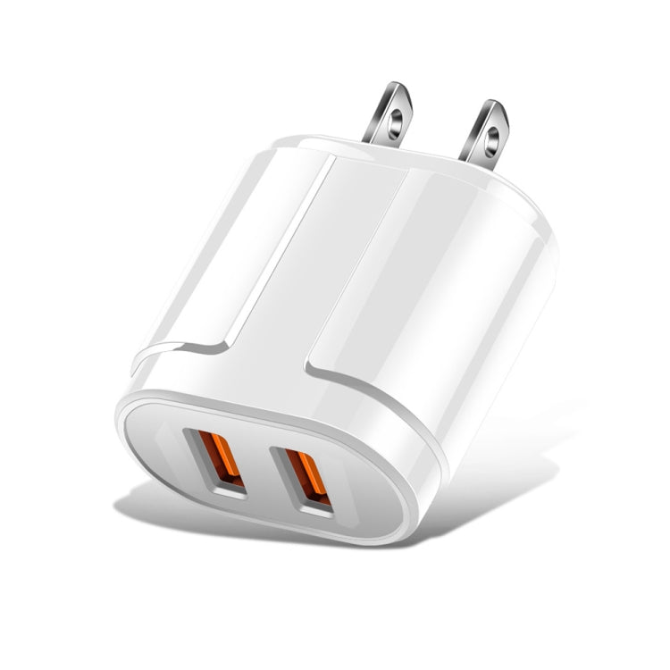 Dual USB Portable Travel Charger + 1 Meter USB to Micro USB Data Cable, US Plug(White)
