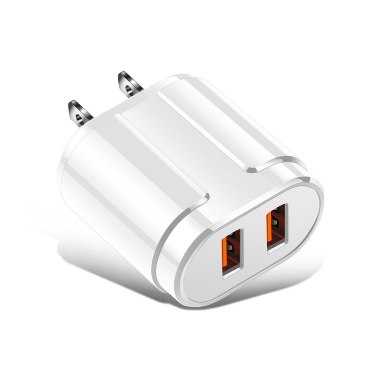 Dual USB Portable Travel Charger + 1 Meter USB to Micro USB Data Cable, US Plug(White)