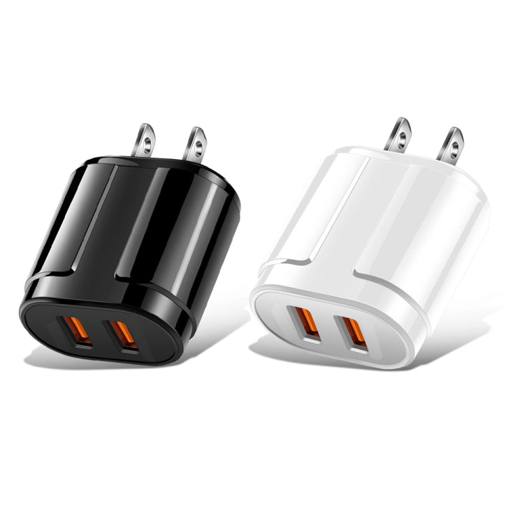 Dual USB Portable Travel Charger + 1 Meter USB to Micro USB Data Cable, US Plug(White)