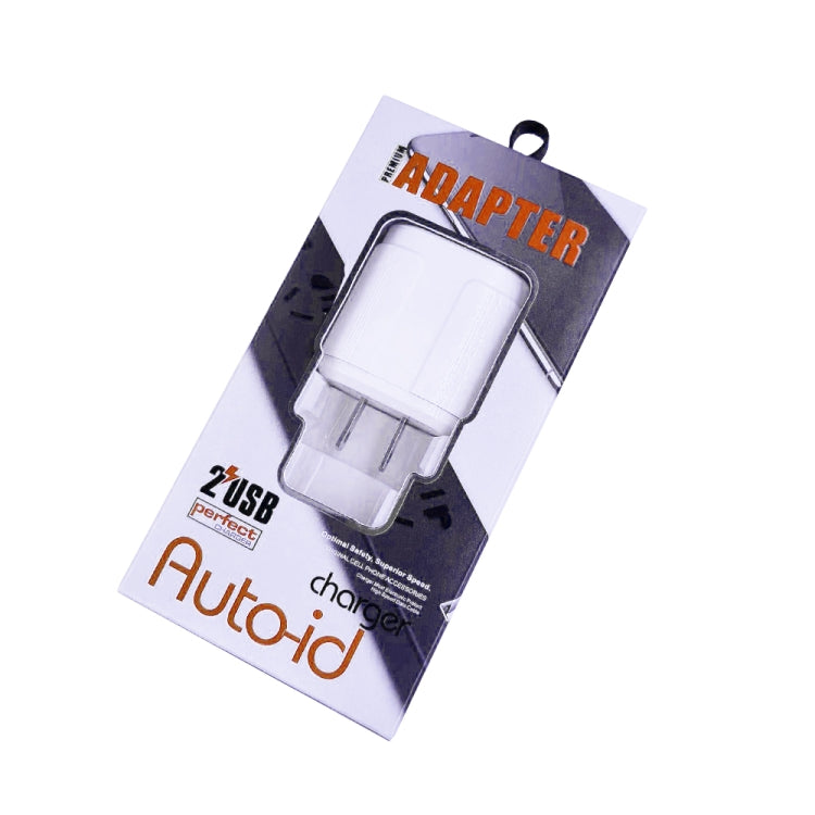 Dual USB Portable Travel Charger + 1 Meter USB to Micro USB Data Cable, US Plug(White)