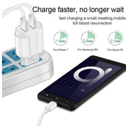 Dual USB Portable Travel Charger + 1 Meter USB to Micro USB Data Cable, EU Plug(Black)