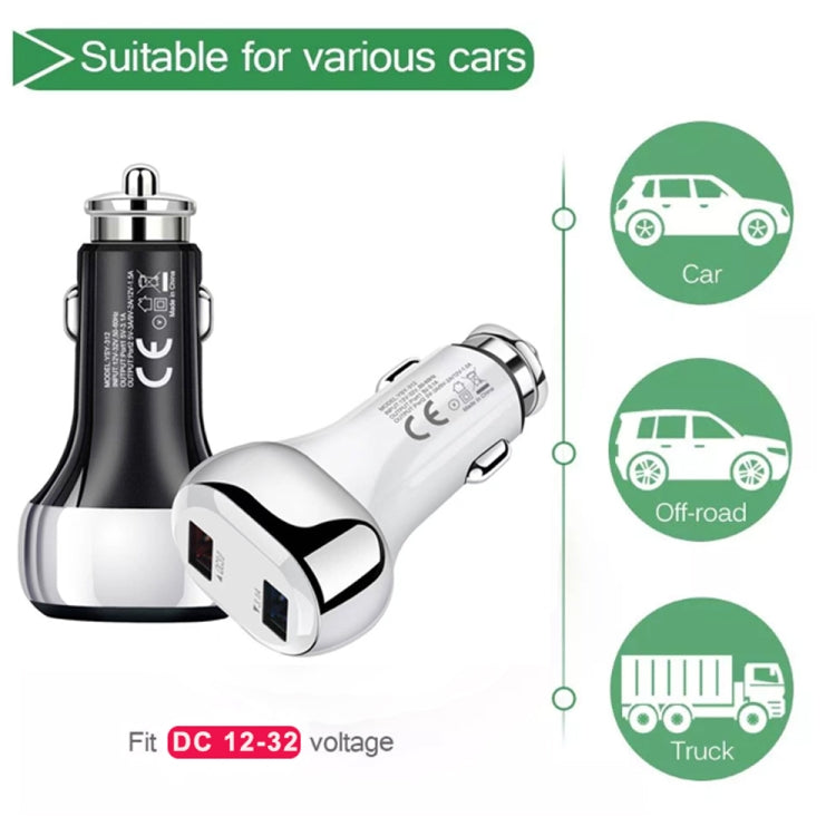 YSY-312 2 in 1 18W Portable QC3.0 Dual USB Car Charger + 1m 3A USB to Micro USB Data Cable Set(White)
