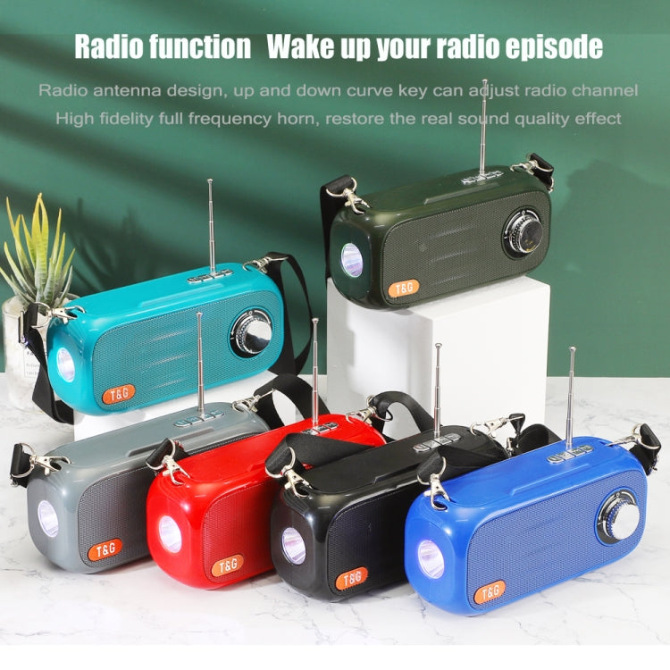 T&G TG613 TWS Solar Portable Bluetooth Speakers with LED Flashlight, Support TF Card / FM / AUX / U Disk(Gray)