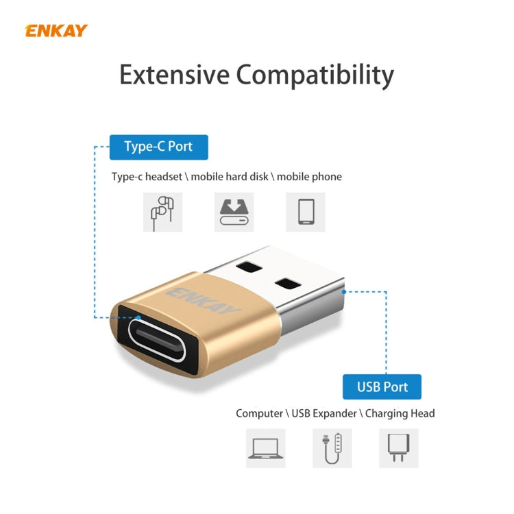 ENKAY ENK-AT105 USB Male to USB-C / Type-C Female Aluminium Alloy Adapter Converter, Support Quick Charging & Data Transmission(Red)