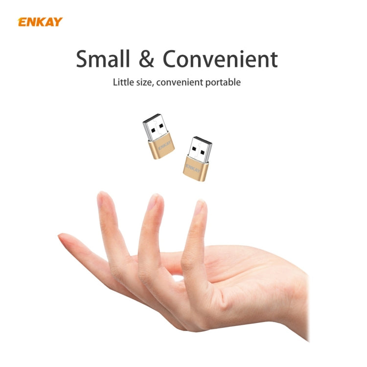 ENKAY ENK-AT105 USB Male to USB-C / Type-C Female Aluminium Alloy Adapter Converter, Support Quick Charging & Data Transmission(Gold)