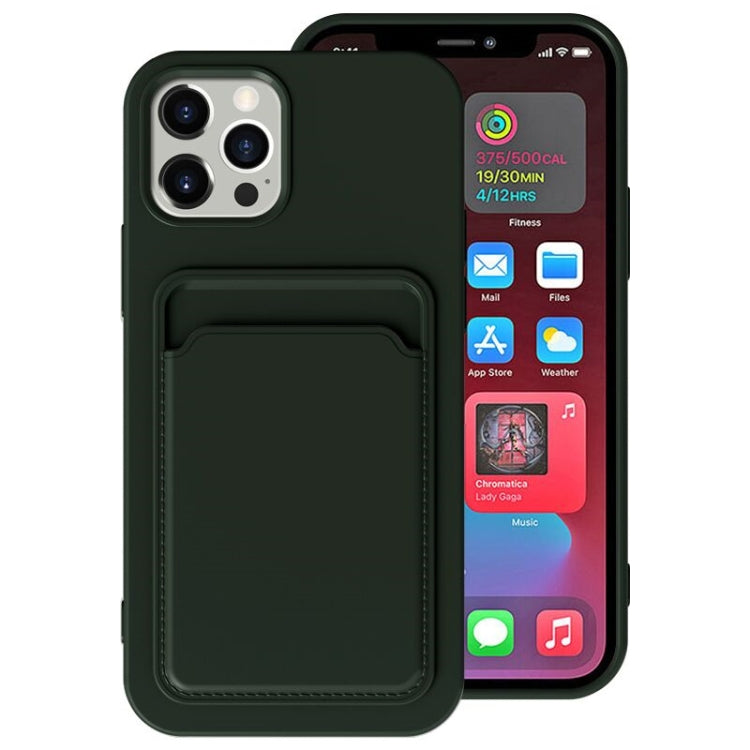 For iPhone 11 TPU + Flannel Lining Shockproof  Case with Card Slots (Green)