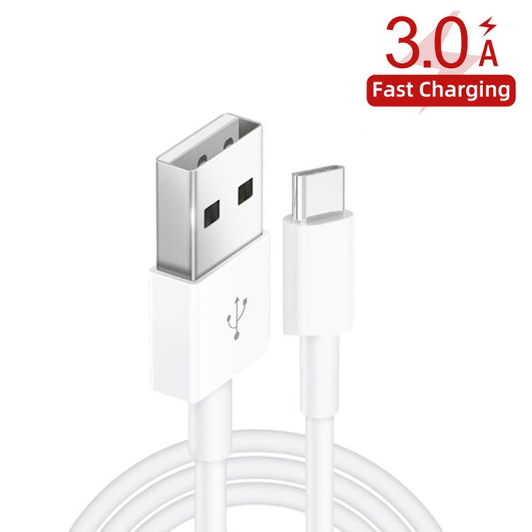 YSY-349 QC3.0 Dual Port USB Car Charger + 3A USB to USB-C / Type-C Data Cable, Length: 1m(White)
