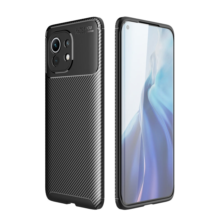 For Xiaomi Mi 11 Pro Carbon Fiber Texture Shockproof TPU Case(Black)