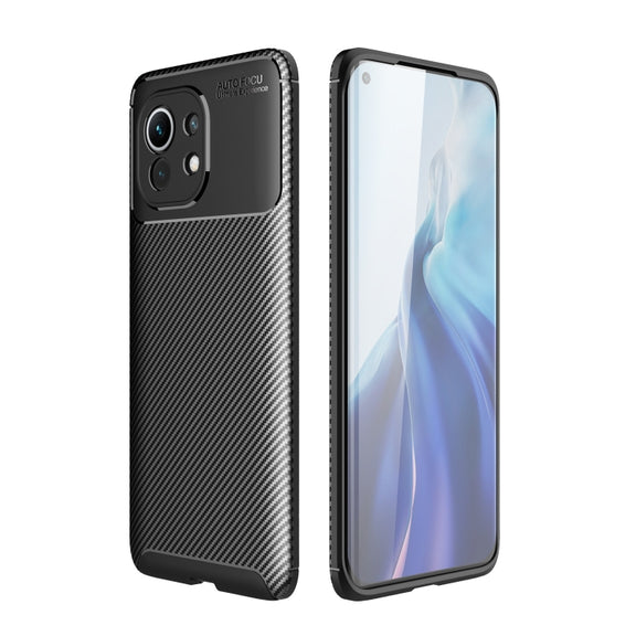For Xiaomi Mi 11 Pro Carbon Fiber Texture Shockproof TPU Case(Black)