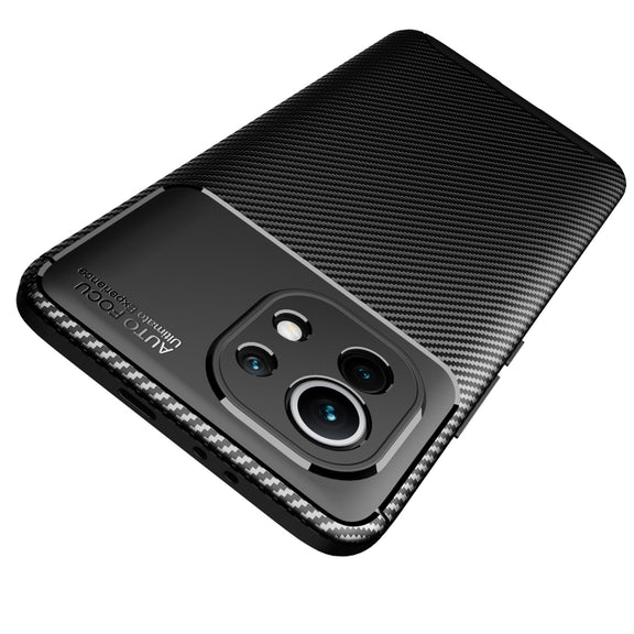 For Xiaomi Mi 11 Pro Carbon Fiber Texture Shockproof TPU Case(Black)