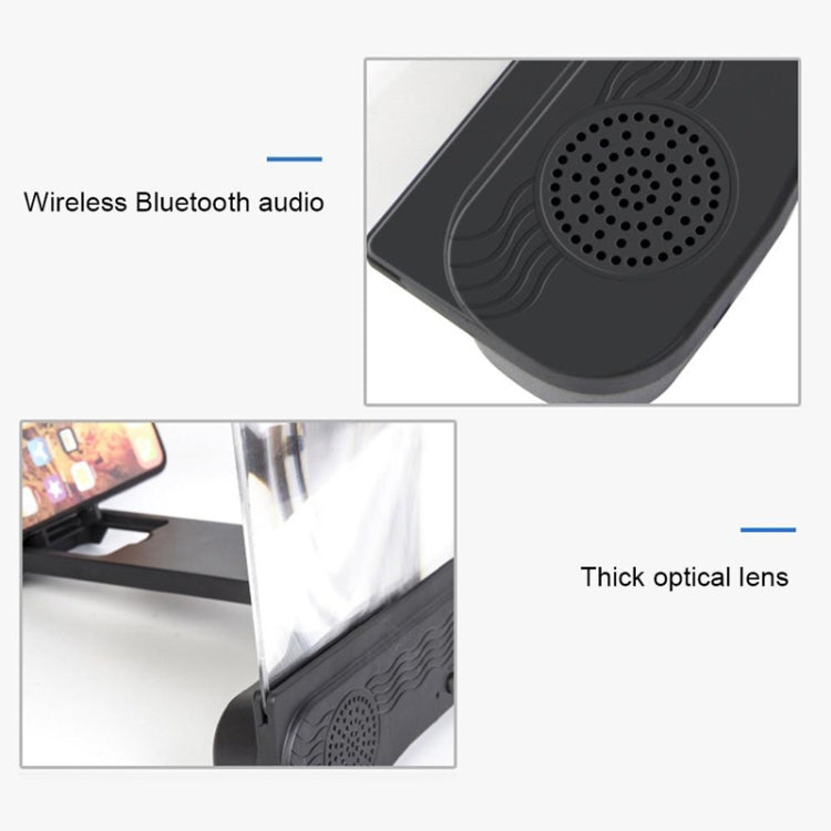 K8 Bluetooth 5.0 Mobile Phone Screen Magnifier 3D Enlarger 12inch Magnifying Bracket Desktop Holder Stand For Phone(black)