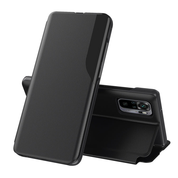 For Xiaomi Redmi Note10 4G / Note 10S Attraction Flip Holder Leather Phone Case(Black)