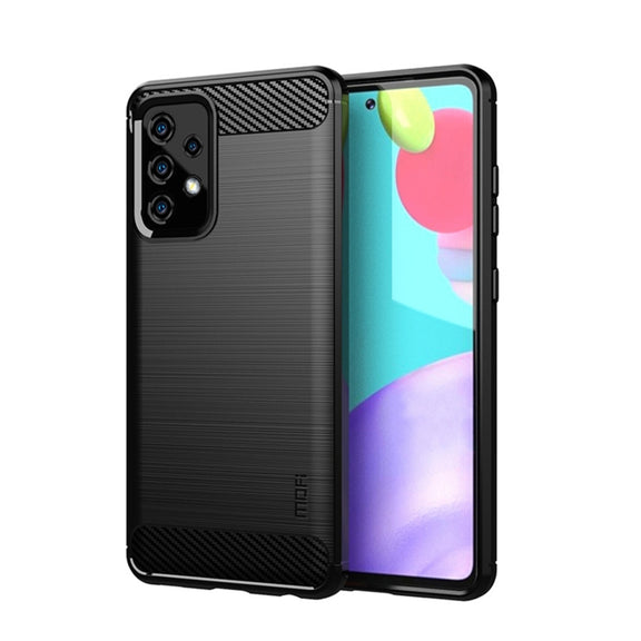 For Samsung Galaxy A52 5G/4G MOFI Gentleness Series Brushed Texture Carbon Fiber Soft TPU Case(Black)