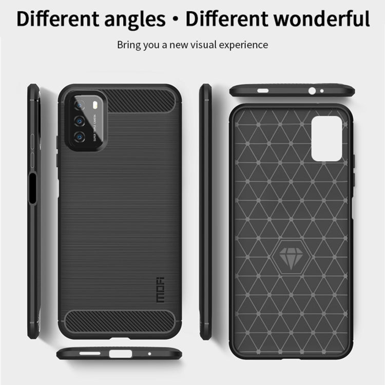 For Xiaomi Poco M3 / Redmi 9T MOFI Gentleness Series Brushed Texture Carbon Fiber Soft TPU Case(Grey)