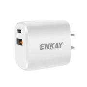 ENKAY Hat-Prince 20W PD Type-C + QC 3.0 USB Fast Charging Travel Charger Power Adapter with Fast Charge Data Cable, US Plug(With Type-C Cable)