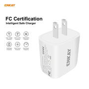 ENKAY Hat-Prince 20W PD Type-C + QC 3.0 USB Fast Charging Travel Charger Power Adapter with Fast Charge Data Cable, US Plug(With 8 Pin Cable)