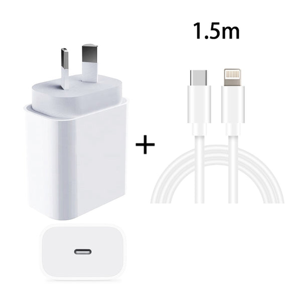 20W PD 3.0 Travel Fast Charger Power Adapter with USB-C / Type-C to 8 Pin Fast Charge Data Cable, AU Plug(1.5m)
