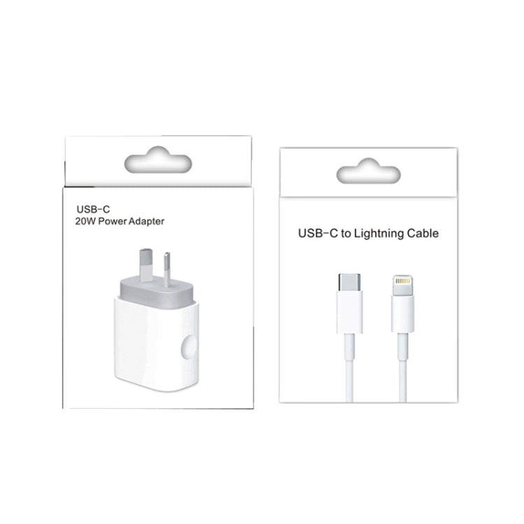 20W PD 3.0 Travel Fast Charger Power Adapter with USB-C / Type-C to 8 Pin Fast Charge Data Cable, AU Plug(1m)