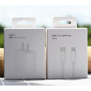 PD 20W Single USB-C / Type-C Port Travel Charger + 3A PD3.0 USB-C / Type-C to 8 Pin Fast Charge Data Cable Set, US Plug 1.5m