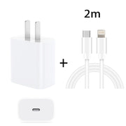 PD 20W Single USB-C / Type-C Port Travel Charger + 3A PD3.0 USB-C / Type-C to 8 Pin Fast Charge Data Cable Set, US Plug 2m
