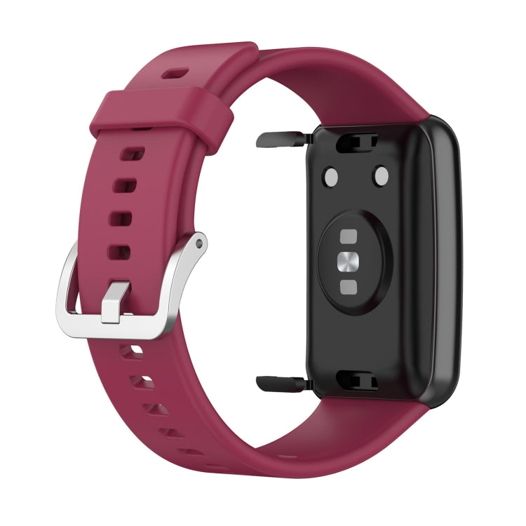 For Huawei Watch Fit TIA-B09 Silicone Watch Band(wine red)