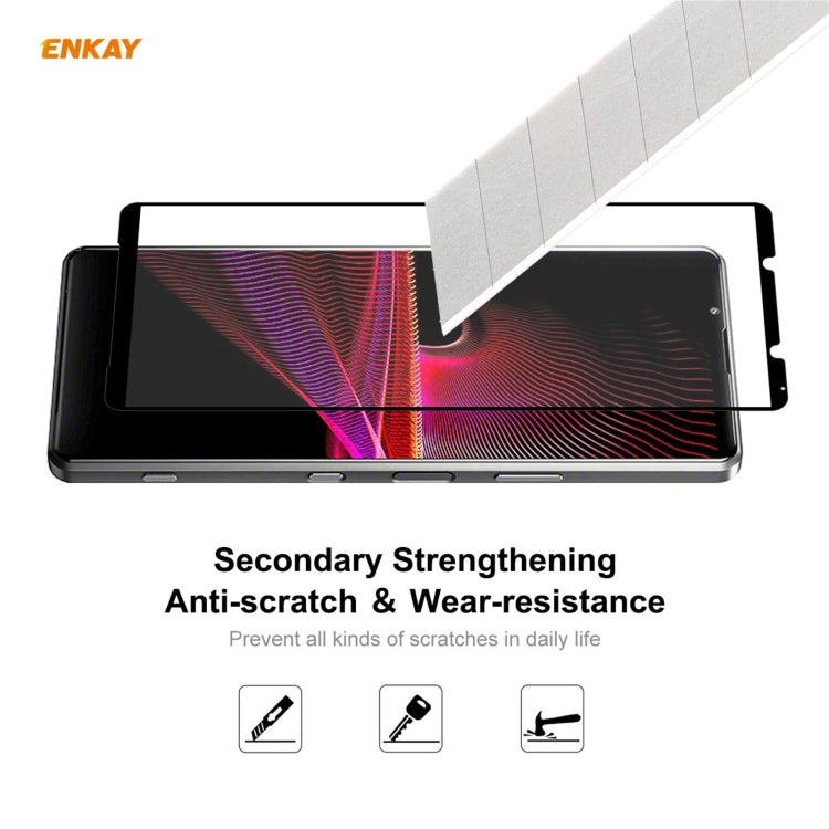 For Sony Xperia 1 III 2 PCS ENKAY Hat-Prince Full Glue 0.26mm 9H 2.5D Tempered Glass Full Coverage Film