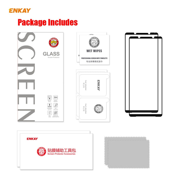 For Sony Xperia 1 III 2 PCS ENKAY Hat-Prince Full Glue 0.26mm 9H 2.5D Tempered Glass Full Coverage Film