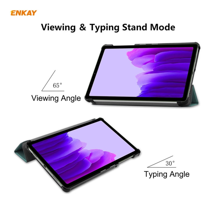 ENKAY PU Leather + Plastic Case with Three-folding Holder for Samsung Galaxy Tab A7 Lite T220 / T225(Green)
