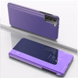 For Samsung Galaxy S21 FE Plated Mirror Horizontal Flip Leather Case with Holder(Purple Blue) - free shipping - PMC TechLife - Order now!