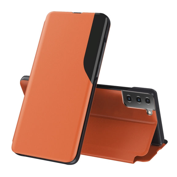 For Samsung Galaxy S21 FE Attraction Flip Holder Leather Phone Case(Orange)