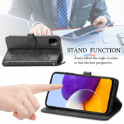 For Samsung Galaxy A22 5G Mandala Embossing Pattern Horizontal Flip Leather Case with Holder & Card Slots & Wallet & Lanyard(Black)