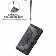 For Samsung Galaxy A22 5G Mandala Embossing Pattern Horizontal Flip Leather Case with Holder & Card Slots & Wallet & Lanyard(Black)