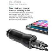 P21 PD 20W USB-C / Type-C + QC3.0 18W USB Fast Car Charger with USB-C / Type-C to USB-C / Type-C Data Cable Set(Black)