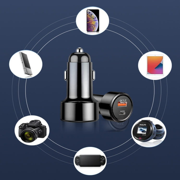TE-P31 PD 20W USB-C / Type-C + QC3.0 18W USB Fast Car Charger(Black)