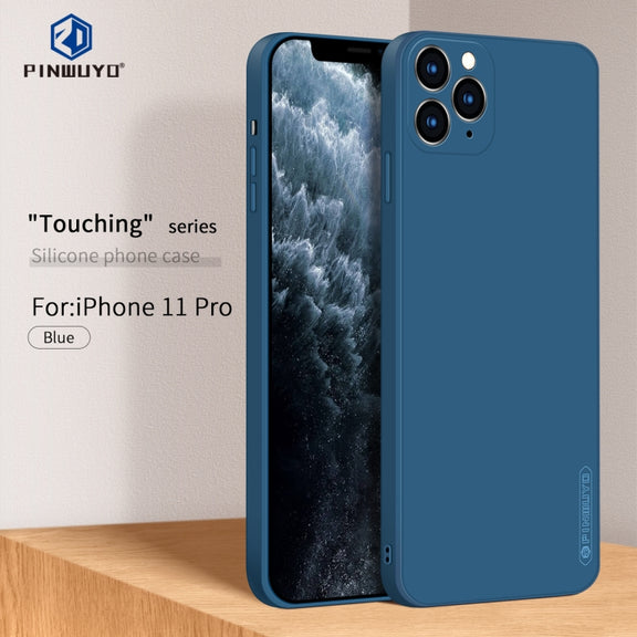 For iPhone 11 Pro PINWUYO Sense Series Liquid Silicone TPU Mobile Phone Case(Blue)