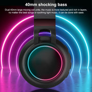 BD01 Colorful LED Bluetooth 5.0 Headphones Foldable Wireless HiFi Stereo Headset with Mic, Support TF Card / 3.5mm AUX(White)
